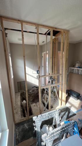 Building new bathroom - frame under construction